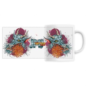 mug céramique avec impression: Dragonne et chrysanthuème